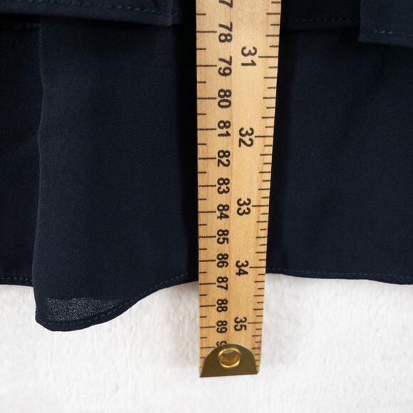 J. Crew Point Sur Dress Womens 8 Navy Blue V Neck Ruffle Short Sleeve - Picture 7 of 12